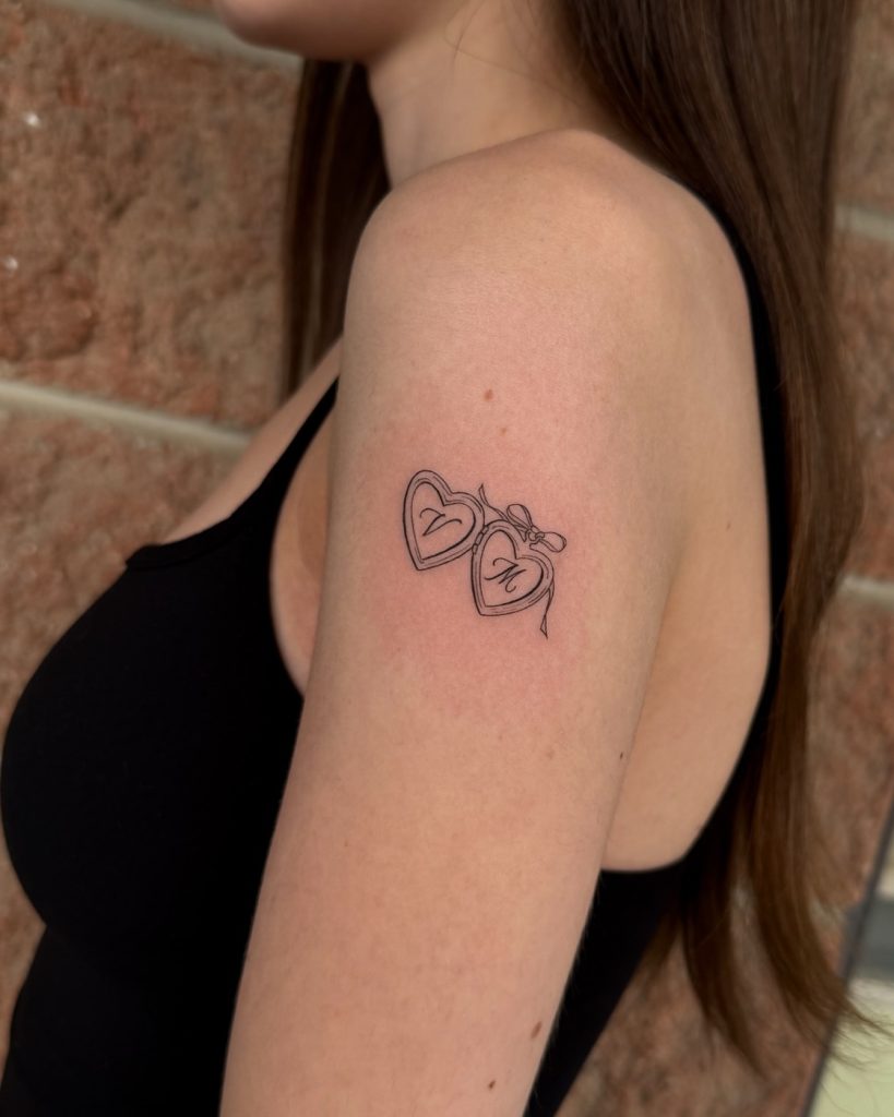 Fine line heart lockets tattoo by The KCHN Tattoos, Scarborough