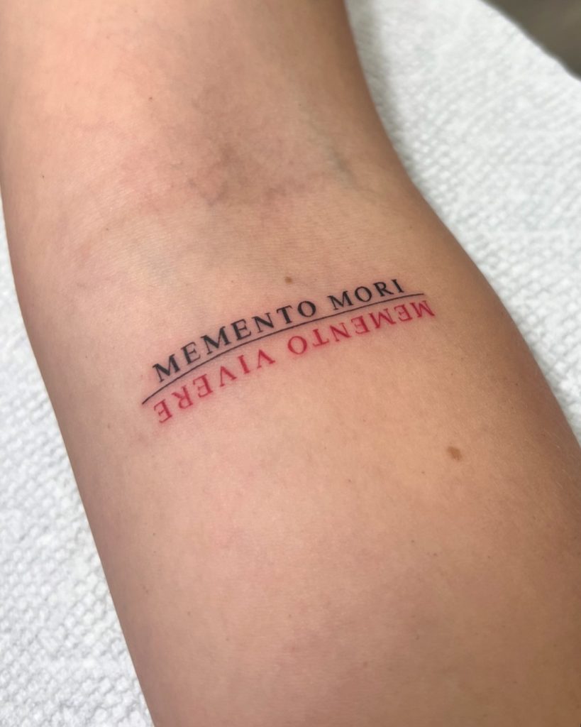 Fine line memento mori tattoo by The KCHN Tattoos, Scarborough