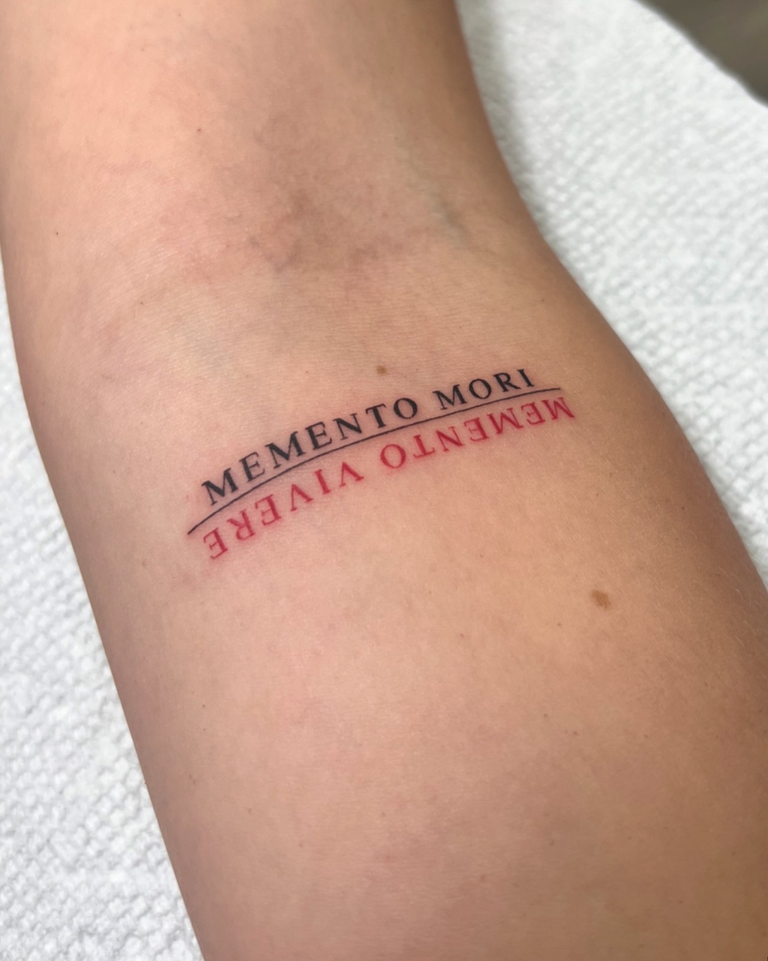 Fine line tattoo Steeles clients book: a memento mori design by The KCHN Tattoos