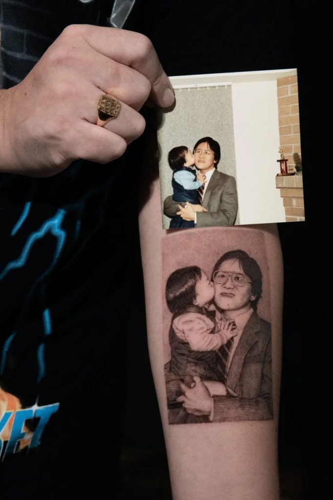 Portrait father child tattoo by The KCHN Tattoos, Scarborough