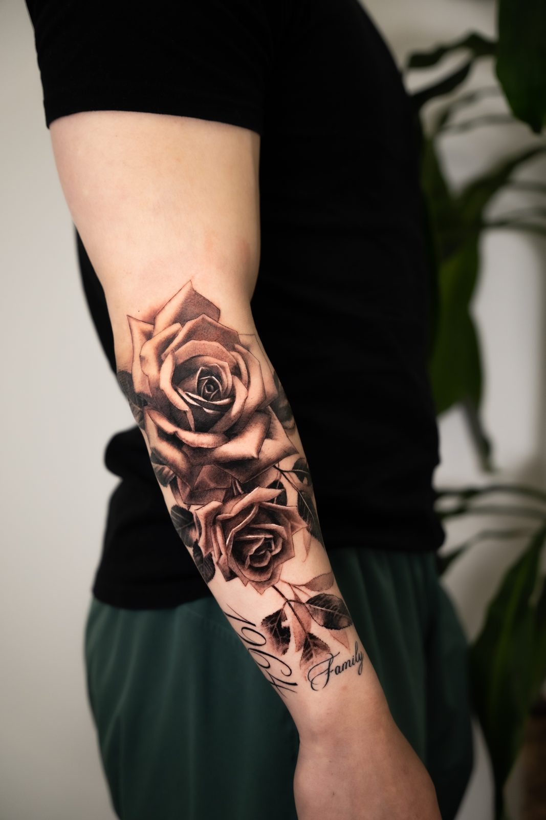 Tattoo aftercare Malvern clients use to keep roses like these sharp, by The KCHN Tattoos